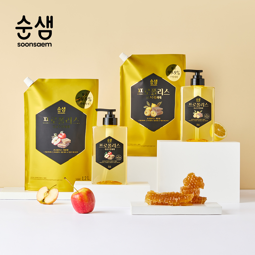 순샘 프로폴리스 항균주방세제 레몬향&amp;애플향 제품 사진촬영